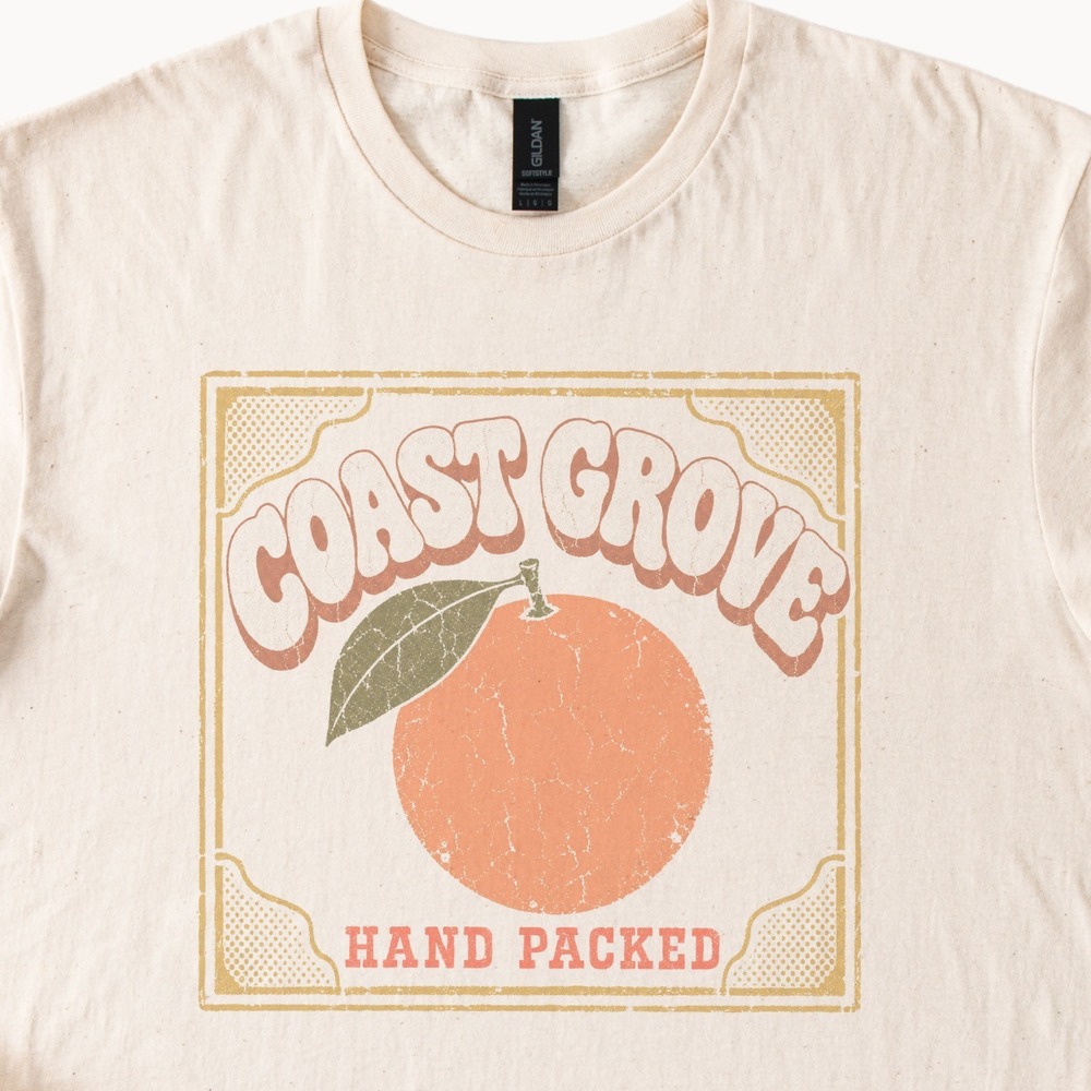Coast Grove Hand Packed Orange in Retro Crate Label Tee